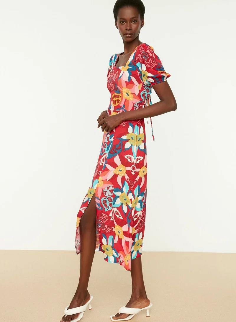 trendyol Floral Open Back Dress