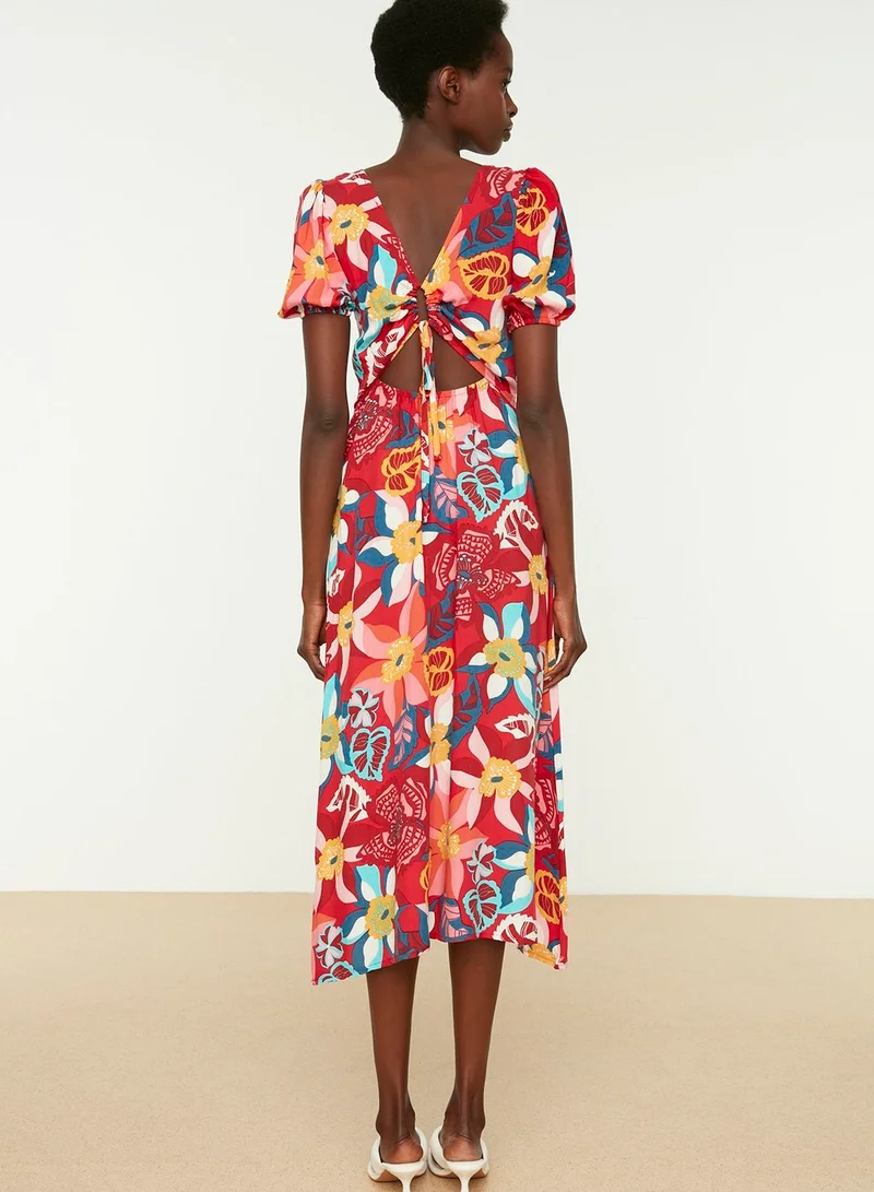 trendyol Floral Open Back Dress