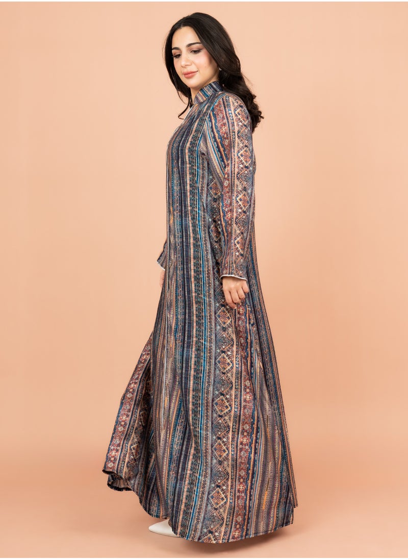 IKKXA Multicolor Patterns Modern Jalabiya IK1021 Grey  - Image 3