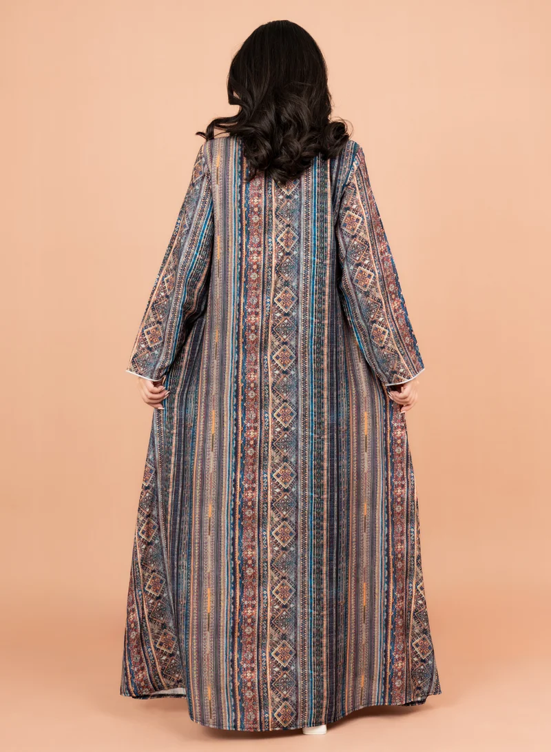 IKKXA Multicolor Patterns Modern Jalabiya IK1021 Grey