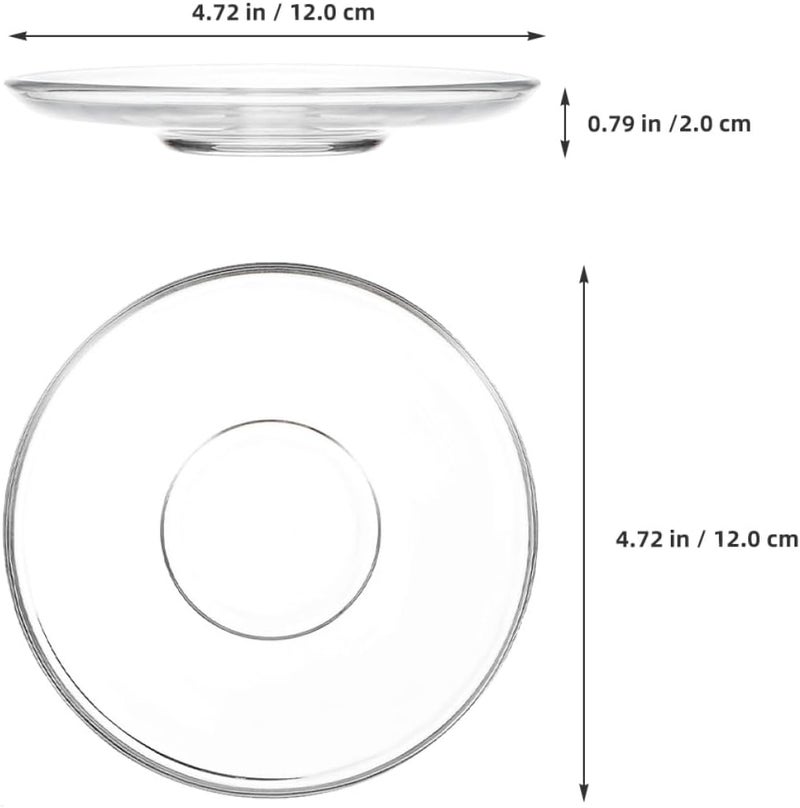 ABOOFAN 2pcs Small Glass Tea Cup Saucers 12x12cm Mini Plates for Appetizers Dessert Snack Serving Plates for Tea and Coffee - Image 2