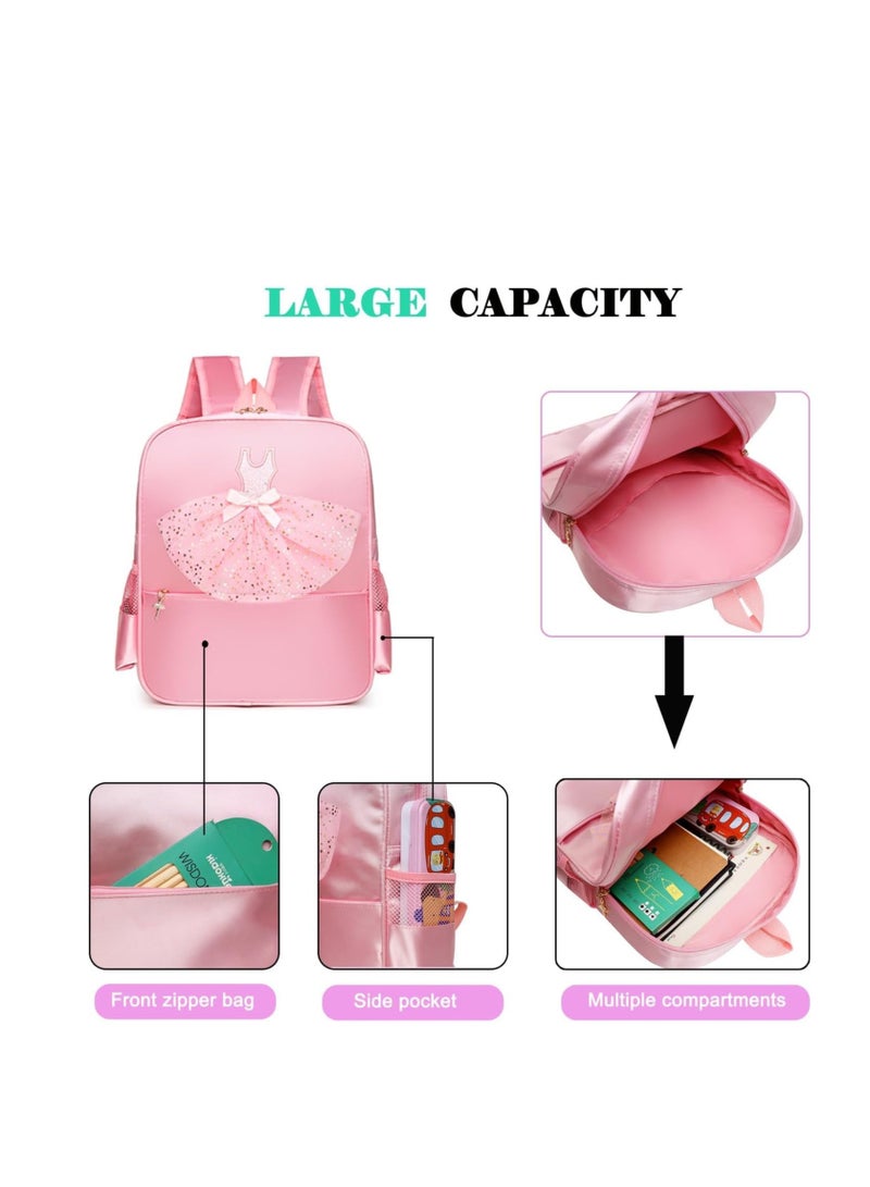 SYOSI Ballet Dance Backpack, Girl Princess Dance Bag, Waterproof Ballet Bag, Oxford Cloth, Children's Shoulder Dance Backpack, Latin Ballet Backpack Large Capacity Multi Cell Layer Pink - Image 2