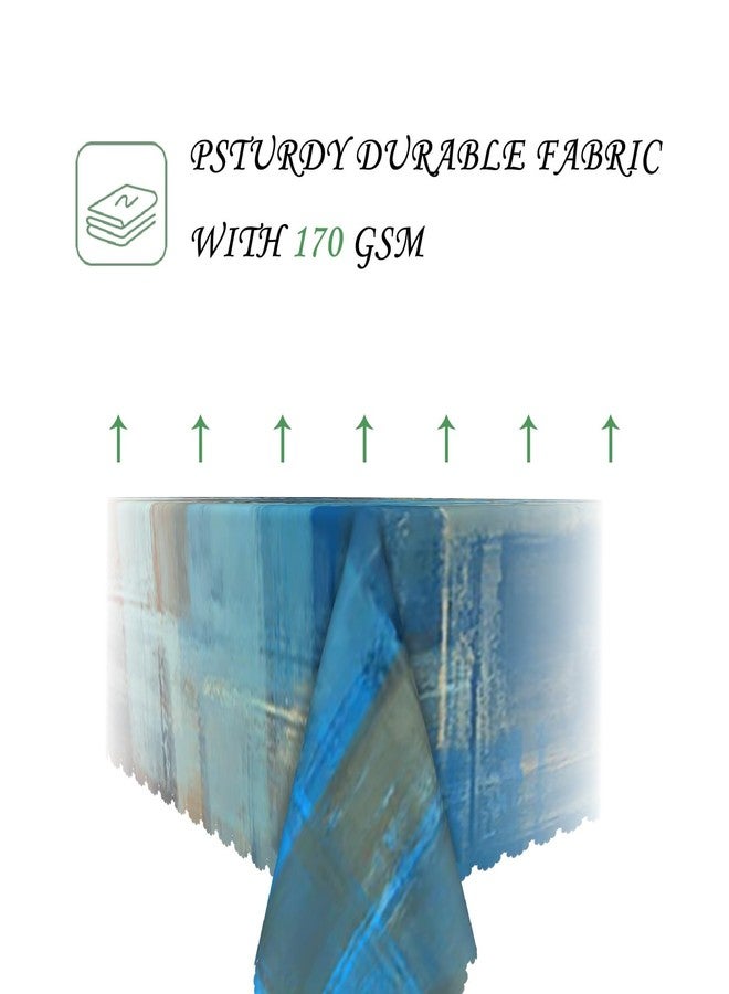 ggaimwf مفرش طاولة مستطيل بتصميم فني تجريدي عصري من ggaimwf، مقاس 60×102 بوصة، بنمط هندسي متدرج الألوان (أزرق وبني)، مقاوم للماء، ومتين، مناسب للمطبخ، النزهات، غرف النوم، والحفلات المنزلية. - Image 3