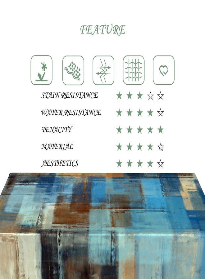 ggaimwf مفرش طاولة مستطيل بتصميم فني تجريدي عصري من ggaimwf، مقاس 60×102 بوصة، بنمط هندسي متدرج الألوان (أزرق وبني)، مقاوم للماء، ومتين، مناسب للمطبخ، النزهات، غرف النوم، والحفلات المنزلية. - Image 5