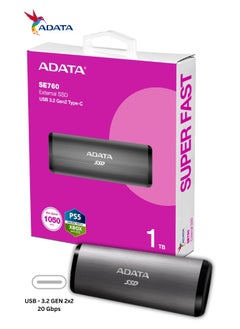 ADATA SE760 1TB External SSD | Compatible with PS5 XBox Solid State Drive USB Type-C 3.2 Gen 2 | Silver  - Image 2