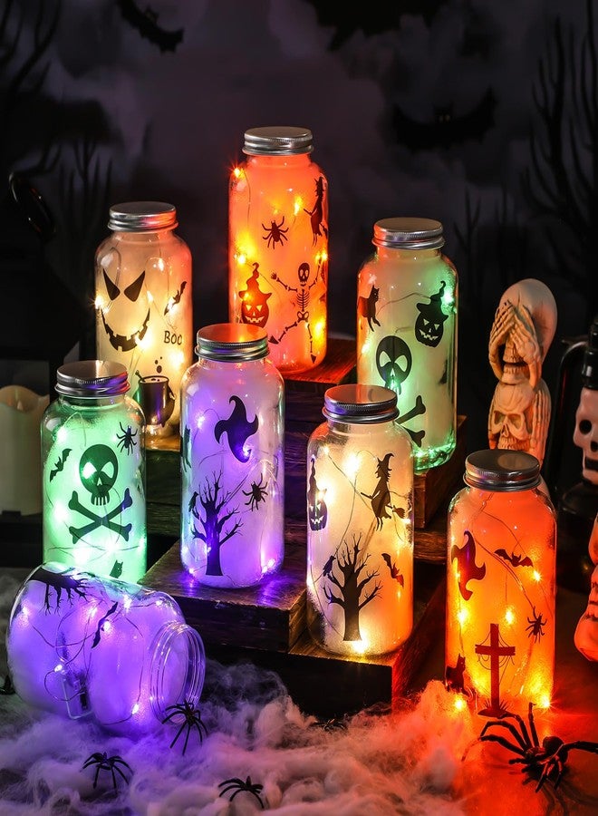 FoldTier 22 Pcs Halloween DIY Plastic Mason Jar Kit with 8 Pieces Mason Jars for Halloween Party Centrepieces Jar Crafts and Art Party Supplies - Image 1