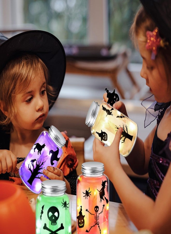 FoldTier 22 Pcs Halloween DIY Plastic Mason Jar Kit with 8 Pieces Mason Jars for Halloween Party Centrepieces Jar Crafts and Art Party Supplies - Image 3