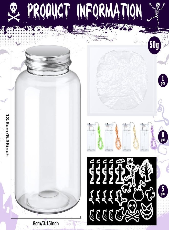 FoldTier 22 Pcs Halloween DIY Plastic Mason Jar Kit with 8 Pieces Mason Jars for Halloween Party Centrepieces Jar Crafts and Art Party Supplies - Image 5