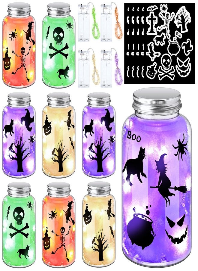 FoldTier 22 Pcs Halloween DIY Plastic Mason Jar Kit with 8 Pieces Mason Jars for Halloween Party Centrepieces Jar Crafts and Art Party Supplies - Image 2