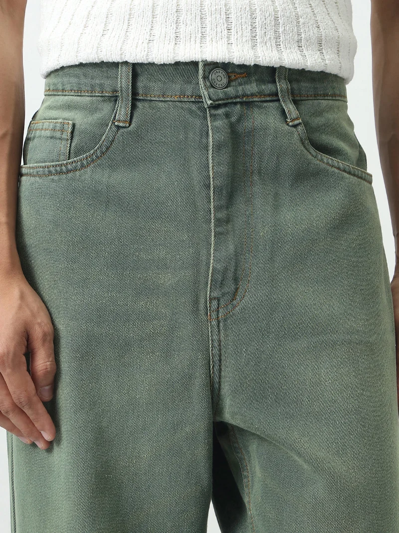 Urbano Fashion  Urbano Fashion Men's Grey Loose Baggy Fit Heavy Washed Jeans Non-Stretchable  | Best Price UAE