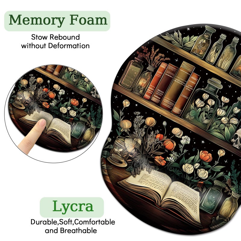 LIMKRIAN Mouse Pad with Wrist Rest, Goth Book Ergonomic Mouse Pad Wrist Support with Non-Slip Pain Relief PU Base, Funny Laptop Computer Mousepad, Gothic Skull Office Home Desk Accessories Decor - Image 5