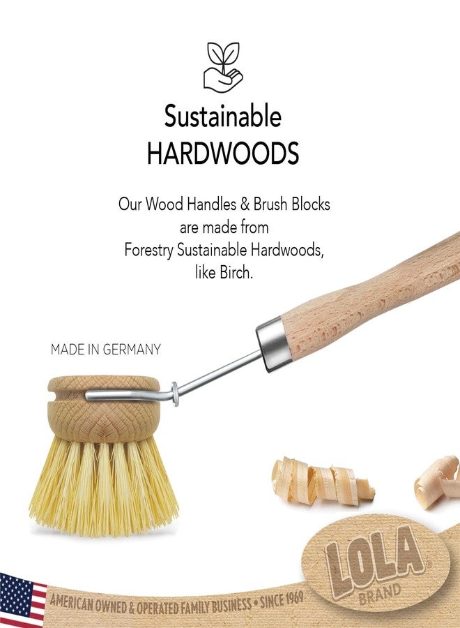 Lola Products The Original Tampico Vegetable & Dish Brush | 2 Inch Small Head | Made from Eco-Friendly Birch Wood | Washable | Long Lasting and Reusable | Easy Head Replacement - Image 2