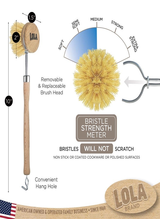Lola Products The Original Tampico Vegetable & Dish Brush | 2 Inch Small Head | Made from Eco-Friendly Birch Wood | Washable | Long Lasting and Reusable | Easy Head Replacement - Image 5