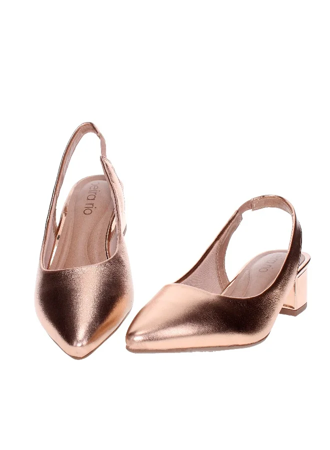 بيرا ريو Beira Rio Ladies Mid Heel Sandals Gold | Made In Brazil