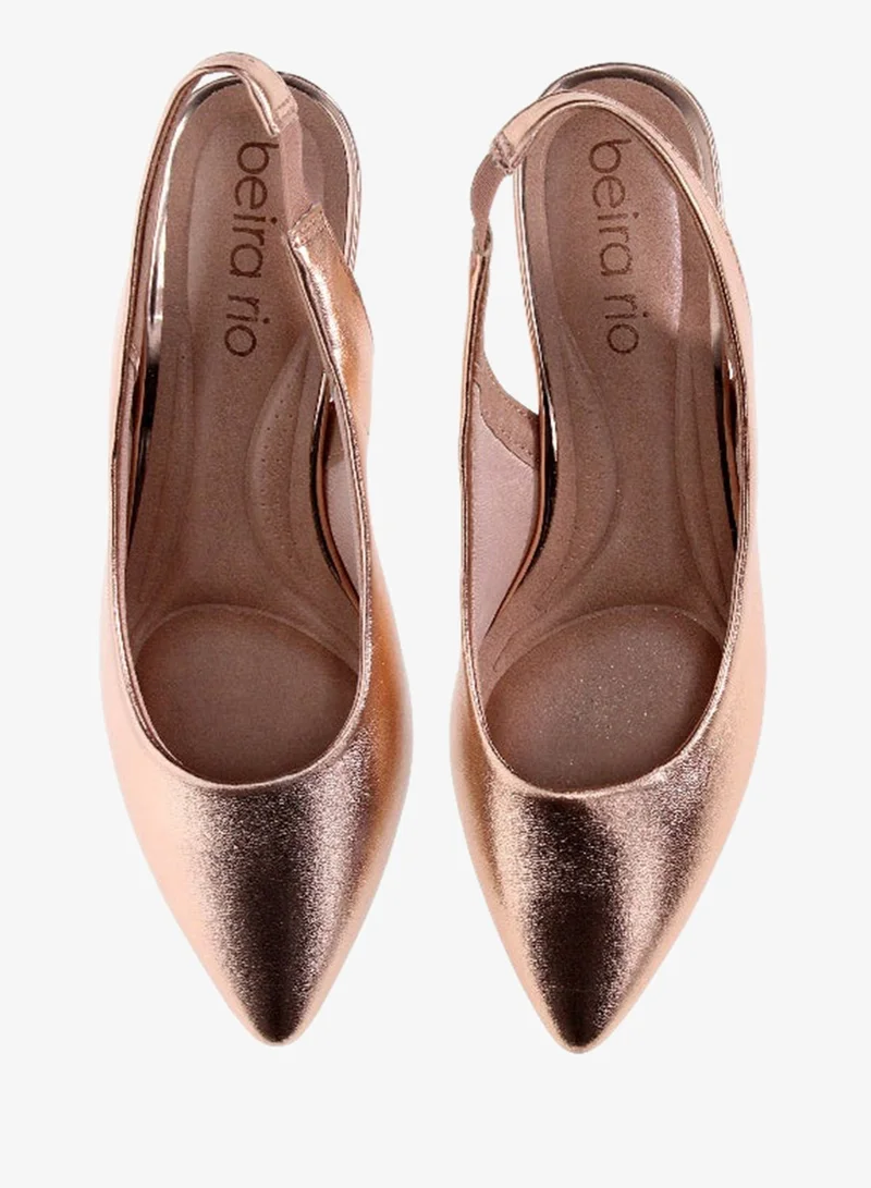 Beira Rio  Beira Rio Ladies Mid Heel Sandals Gold | Made In Brazil for Women | Best Price UAE