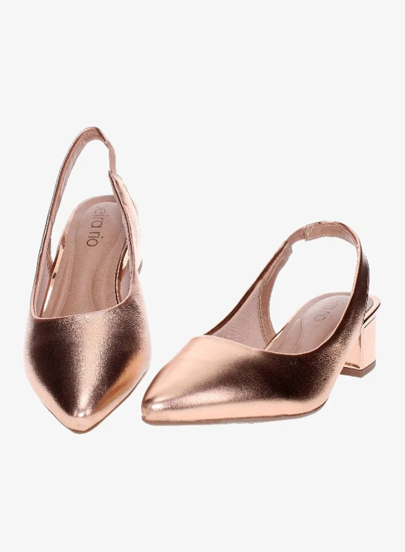 Beira Rio  Beira Rio Ladies Mid Heel Sandals Gold | Made In Brazil for Women | Best Price UAE