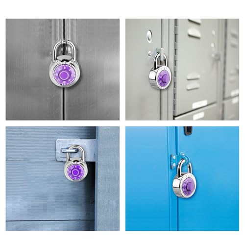 HZSY Combination Padlock 1 Pack, Fixed Dial Combination Padlock with Different Combinations, 2 in. Wide. Purple Turntable, Lock for Gym & Locker, School, Toolbox, and More - Image 5
