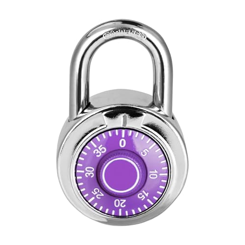 HZSY Combination Padlock 1 Pack, Fixed Dial Combination Padlock with Different Combinations, 2 in. Wide. Purple Turntable, Lock for Gym & Locker, School, Toolbox, and More - Image 1