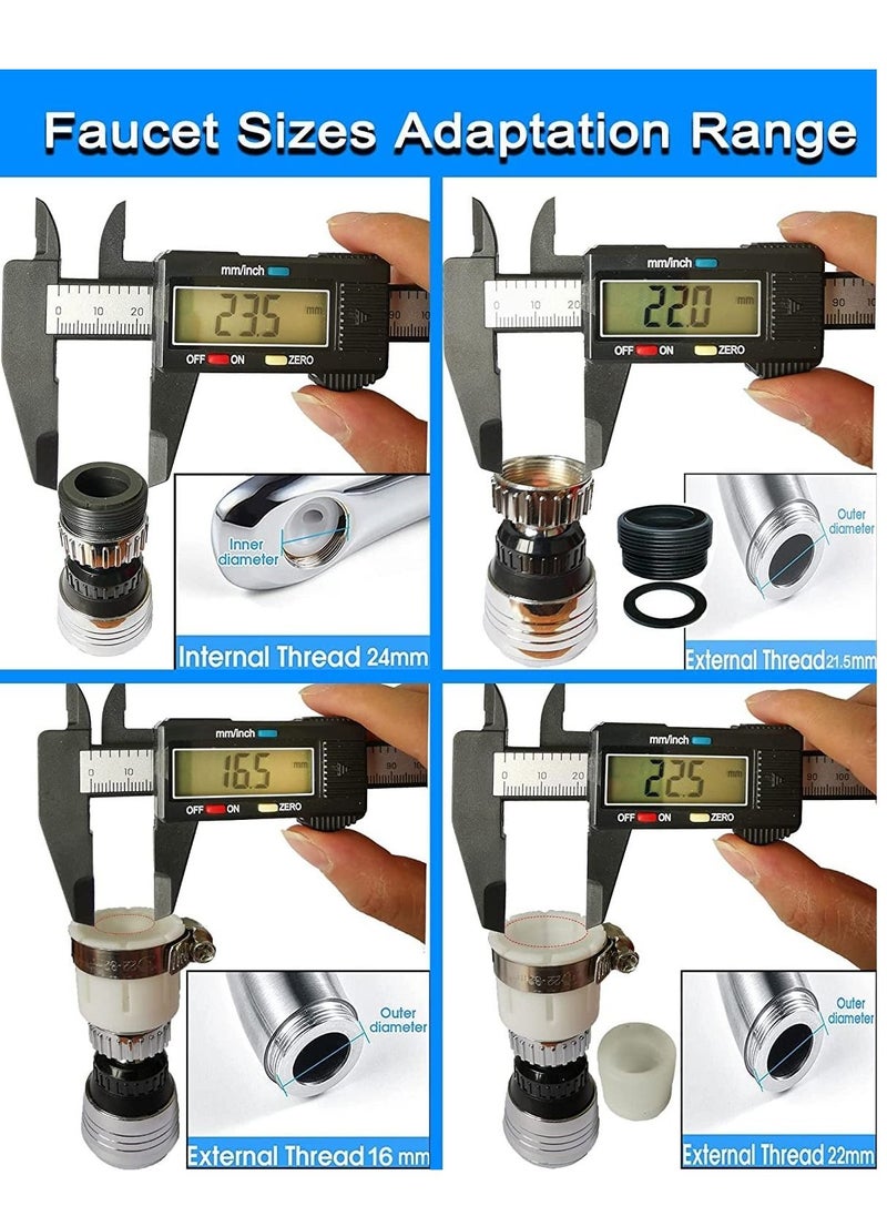SYOSI - Tap Adapter for Kitchen Sink, 360° Swivel Kitchen Tap Spray Head for 21.5mm and 24mm Faucet, Dual Mode Faucet Tap Aerator Equipped with Irregular Adapter for 16mm and 22mm - Image 1