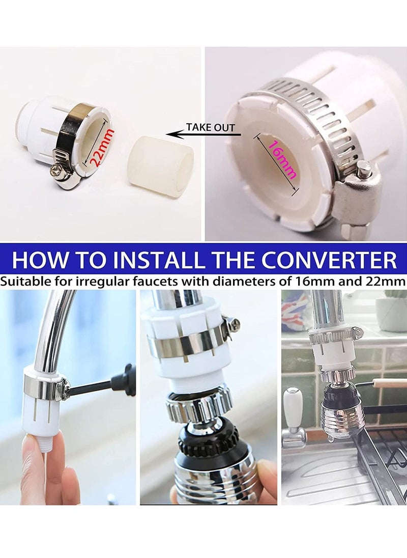 SYOSI - Tap Adapter for Kitchen Sink, 360° Swivel Kitchen Tap Spray Head for 21.5mm and 24mm Faucet, Dual Mode Faucet Tap Aerator Equipped with Irregular Adapter for 16mm and 22mm - Image 1