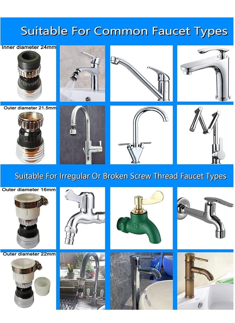 SYOSI - Tap Adapter for Kitchen Sink, 360° Swivel Kitchen Tap Spray Head for 21.5mm and 24mm Faucet, Dual Mode Faucet Tap Aerator Equipped with Irregular Adapter for 16mm and 22mm - Image 1