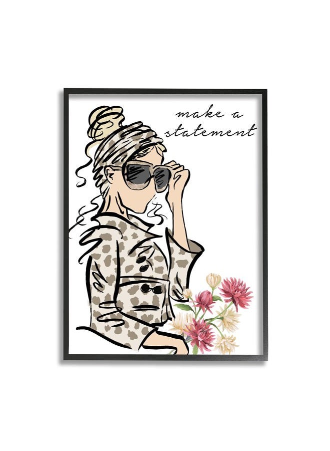 Stupell Industries Make A Statement Expression Fashionista Spring Florals, Designed by Elizabeth Medley Black Framed Wall Art, 11 x 14, Tan - Image 1