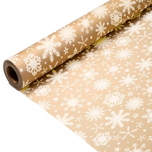 volila Brown Paper Roll 175 inch x 50 feet Snowflakes Kraft Paper Roll for Gift Wrapping Flower Boquet Craft Supplies Brown Wrapping Paper for Moving Packing Paper - Image 3
