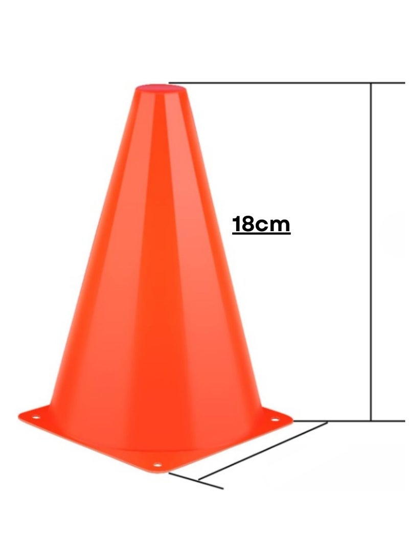 سبال مخاريط رياضية بلاستيكية مقاس 18 سم للتدريب على حركة المرور، والتدريب على كرة السلة وكرة القدم وممارسة التزلج - مسار العوائق للمناسبات الداخلية والخارجية - Image 1