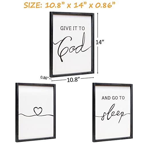 Houmury Set of 3 Framed Farmhouse Give it to God and Go to Sleep Signs 11x14” Above Bed Wall Decors for Bedroom Wood Signs (11x14 inches, Black) - Image 5