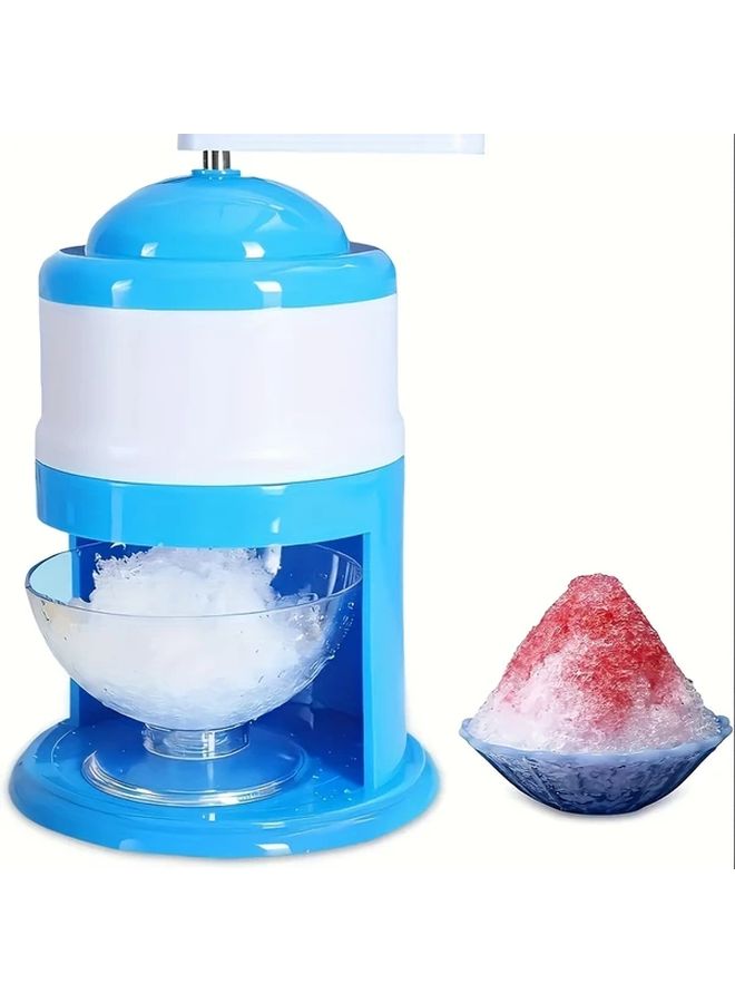 BBlue Manual Ice Crusher Hand Cranked Fruit Slush Machine Polished Metal Finish Durable Plastic No Batteries Required Hand Wash Only - Image 1