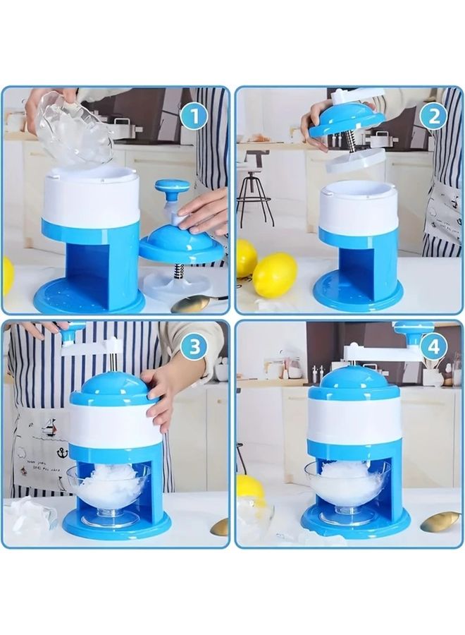 BBlue Manual Ice Crusher Hand Cranked Fruit Slush Machine Polished Metal Finish Durable Plastic No Batteries Required Hand Wash Only - Image 2