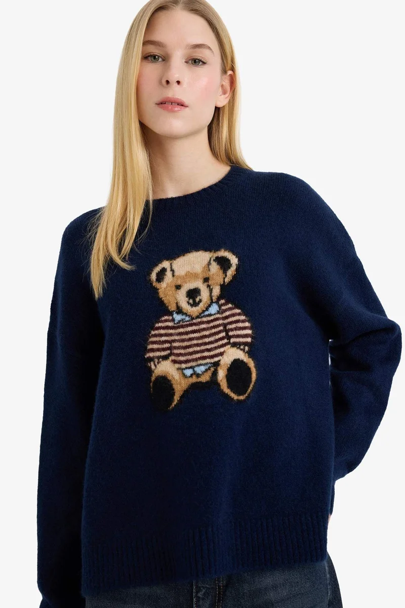 ديفاكتو Regular Fit Crew Neck Pullover