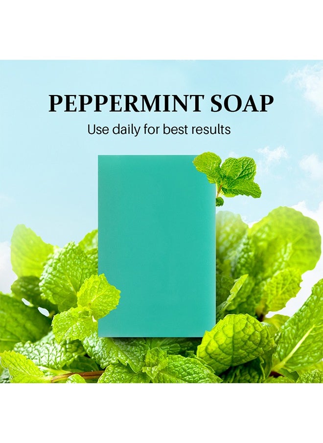 Elaimei Peppermint Soap Handmade 100% Pure Natural & Cold Processed Grade -Peppermint Aromatherapy Herbal Soap Bar With Natural Ingredients Moisturizing Cleanse For Dry & Sensitive Skin  - Image 2