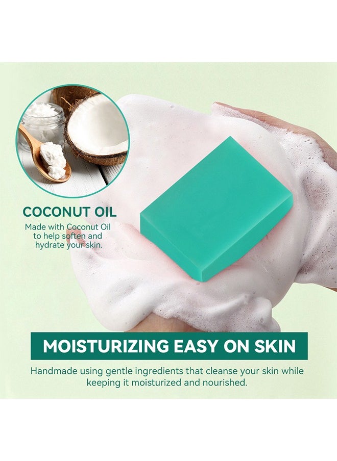 Elaimei Peppermint Soap Handmade 100% Pure Natural & Cold Processed Grade -Peppermint Aromatherapy Herbal Soap Bar With Natural Ingredients Moisturizing Cleanse For Dry & Sensitive Skin  - Image 4