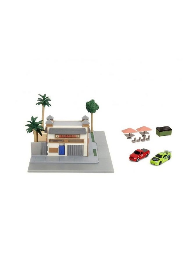 JADA Nano Scene Fast & Furious Toretto’S Cafe Playset With Die-Cast Cars - Image 2