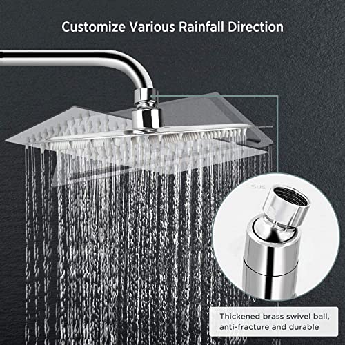 Gesto Stainless Steel 6 Inch Square Shower - Chrome Finish Rain Shower For Bathroom - Image 4