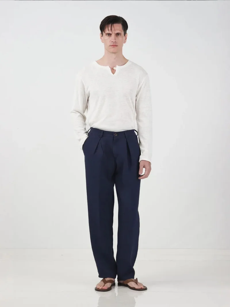جيستو GIESTO Textured Pleated Tailored Trousers