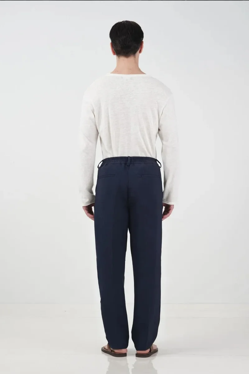 Giesto Navy Blue GIESTO Textured Pleated Tailored Trousers for Men | Best Price UAE