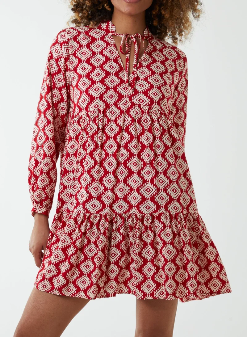 Blue Vanilla Abstract Geometric Tunic Dress