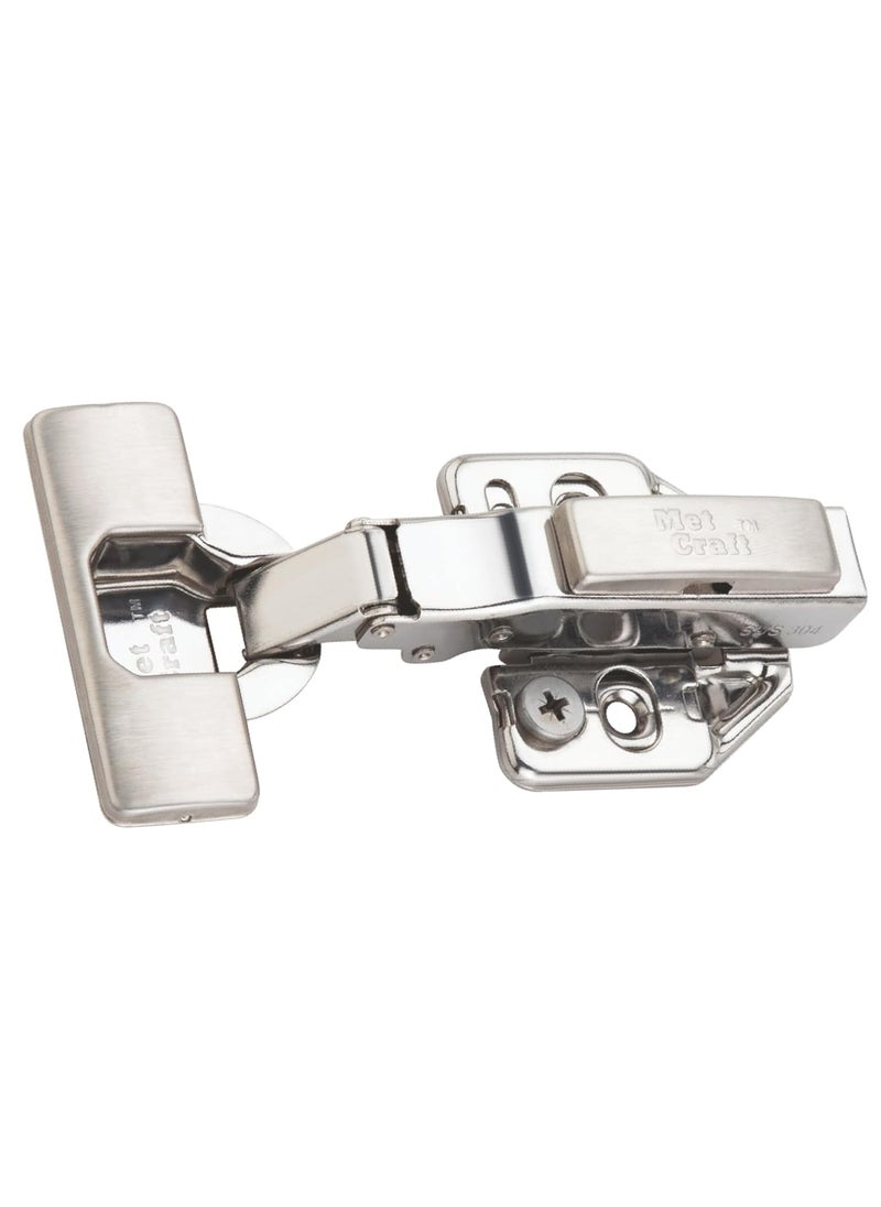 Met Craft Met Craft 0 Degree Stainless Steel 304 3D Heavy Soft Close Hydraulic Concealed Hinges for Full Overlay Door Pack of 1 Pair 0 Degree Crank Silver  - Image 2