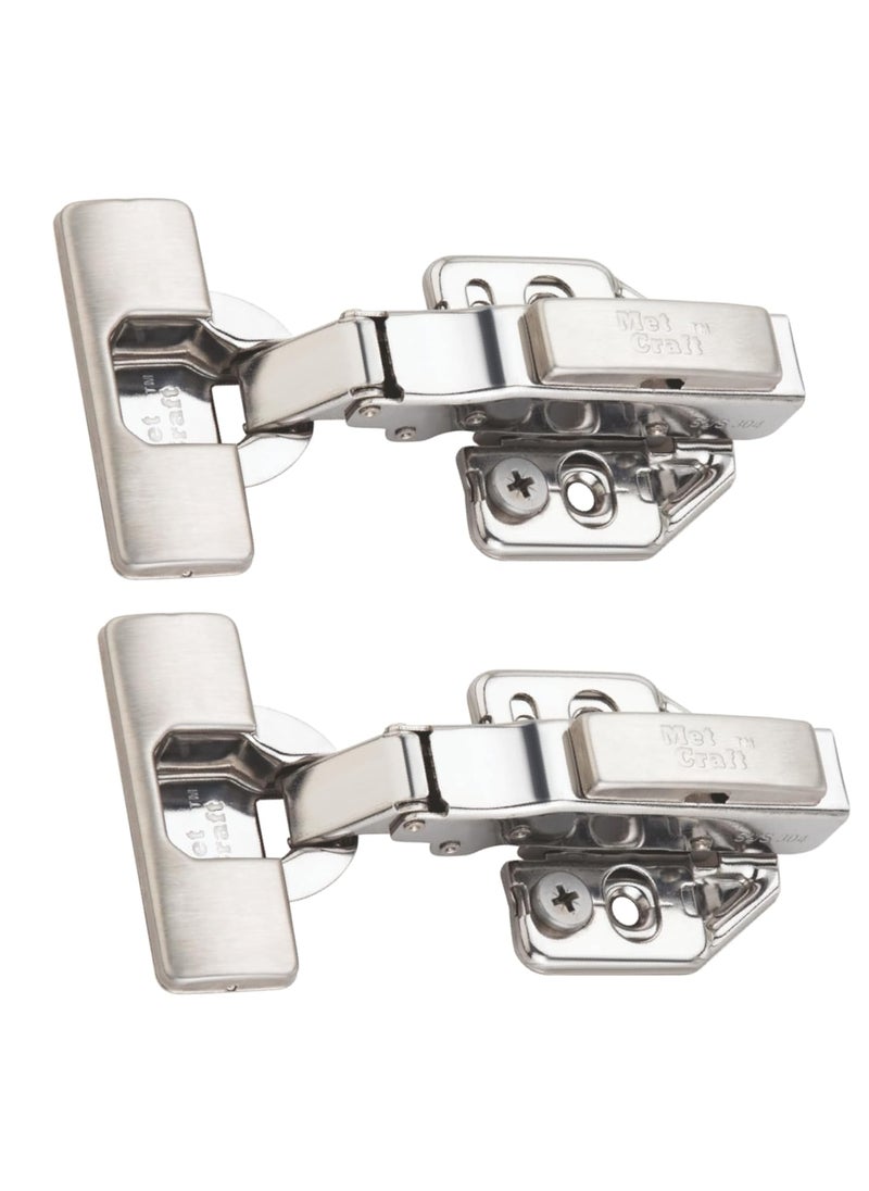 Met Craft Met Craft 0 Degree Stainless Steel 304 3D Heavy Soft Close Hydraulic Concealed Hinges for Full Overlay Door Pack of 1 Pair 0 Degree Crank Silver  - Image 1