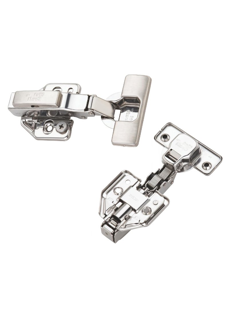 Met Craft Met Craft 0 Degree Stainless Steel 304 3D Heavy Soft Close Hydraulic Concealed Hinges for Full Overlay Door Pack of 1 Pair 0 Degree Crank Silver  - Image 3