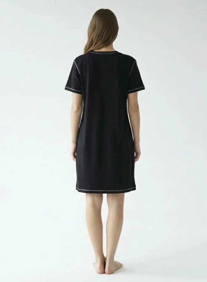 HAWRAA ABAYA Mickey Winter Cartoon Nightshirt - Black
