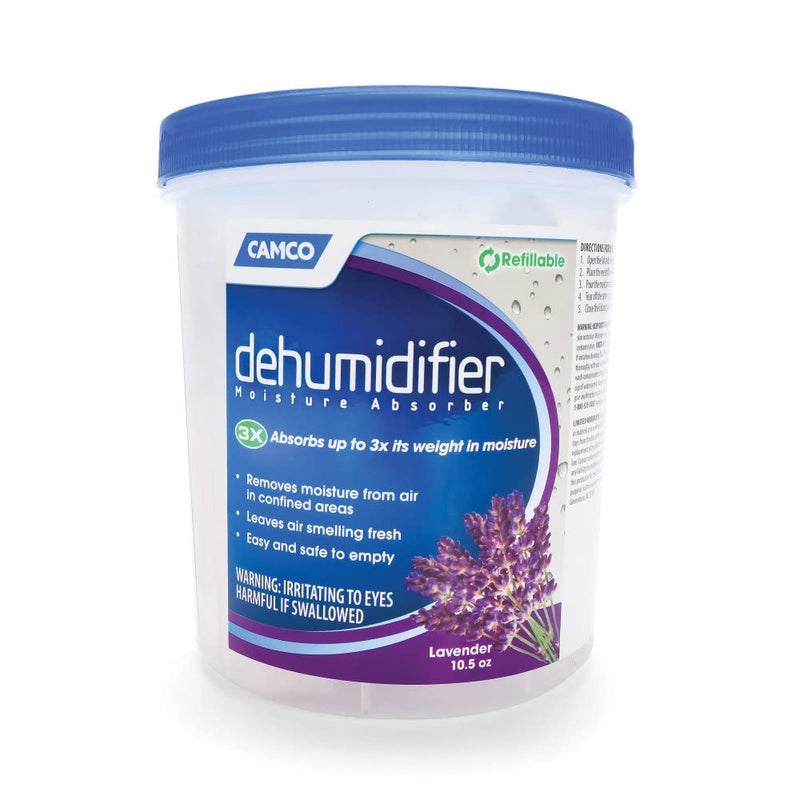 Camco Dehumidifier Moisture Absorber - Absorbs Up to 3X Its Weight in Water, Reduces Moisture and Humidity in Offices, Closets, Bathrooms, Kitchens, Boats, RVs and More – Refillable (44280)