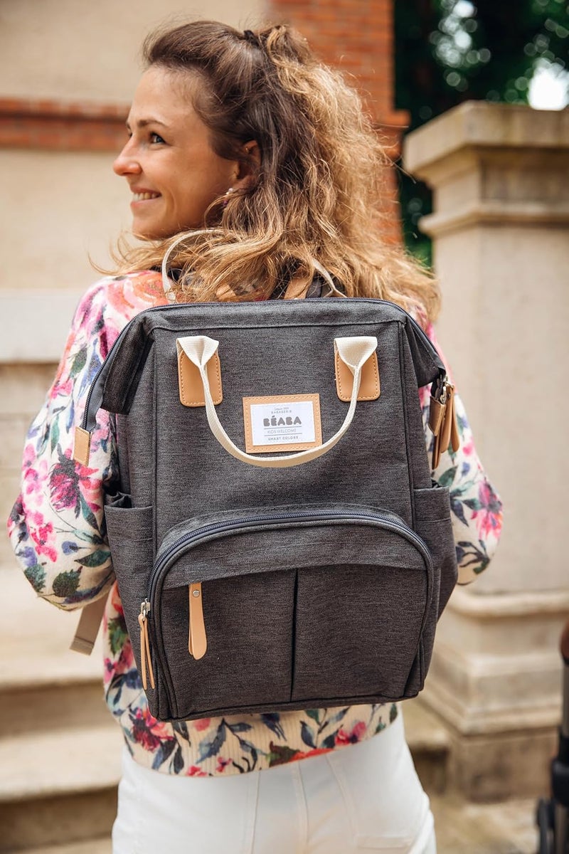 BEABA BÉABA Baby Diaper Bag - Large Storage Capacity with Insulated Pockets and Changing Mat - Dark Heather Grey - Image 3