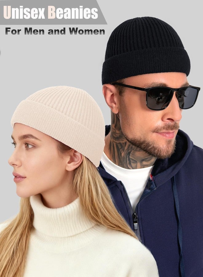 ROYBENS Short Fisherman Beanie for Men Women, Wool Warm Winter Hat, Swag Knit Cuff Soft Trawler Beanies Watch Cap Skull Caps, Black - Image 4