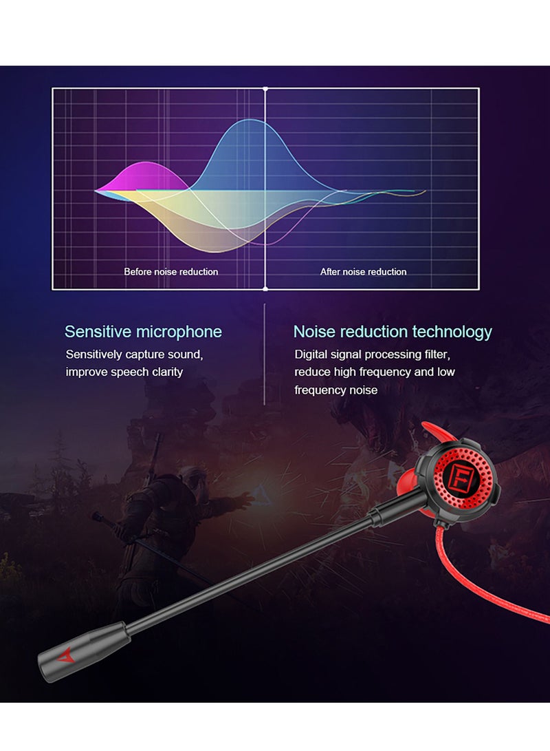FASTER G900 Dual Gaming Headset With Detachable HD Long Mic Red