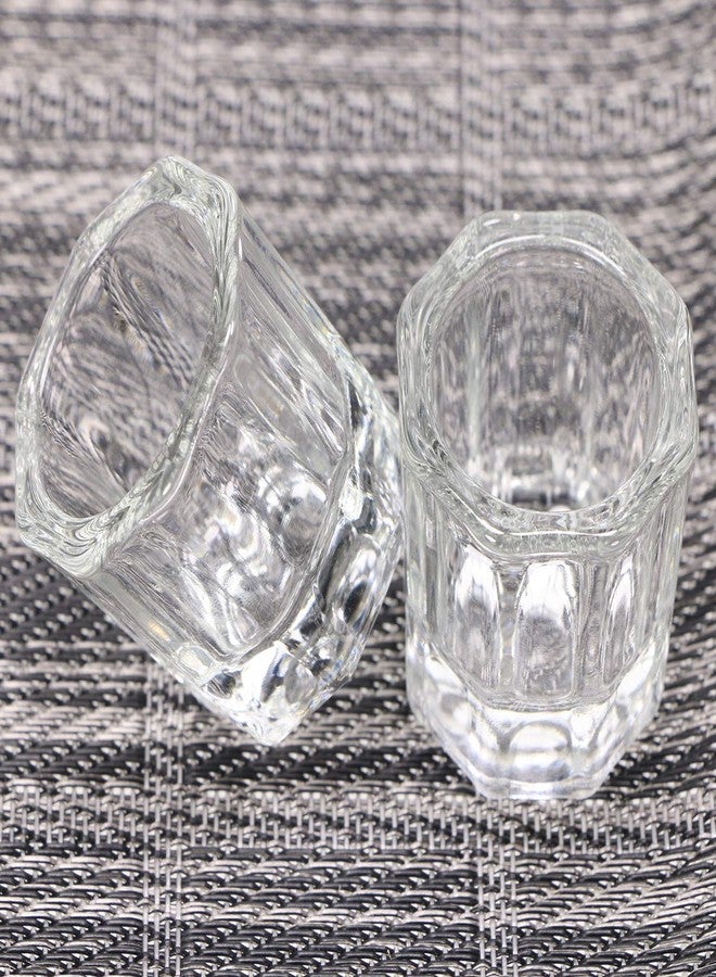 Shapenty Nail Art Acrylic Liquid Powder Dappen Dish Glass Crystal Cup Containers Glassware Tools for Nail Polish Remover Eyebrow Tint and Eyebrow Dye Mixing, 2PCS - Image 3