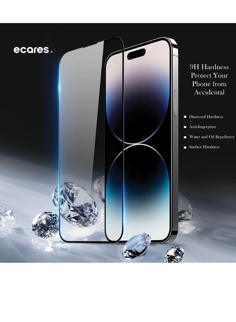 إيكاريس إي كيرز® واقي شاشة iPhone 14 Pro Max، شفاف عالي الدقة، زجاج مقسى 9H، حماية من الدرجة العسكرية، مقاوم للخدش، مضاد لبصمات الأصابع، تغطية كاملة، مضاد للاصفرار، خالي من الفقاعات، (حزمة-2) - Image 3