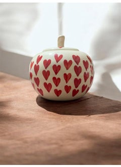 Old Edge Ceramics Old Edge Ceramics Sugar Bowl with Red Hearts Pattern White Decorative Kitchen Container with Lid  - Image 3